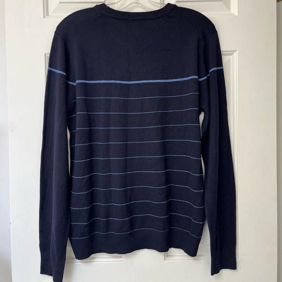 NWOT Tahari Men’s Wool Blend Navy Striped Crewneck Sweater S - Picture 7 of 10